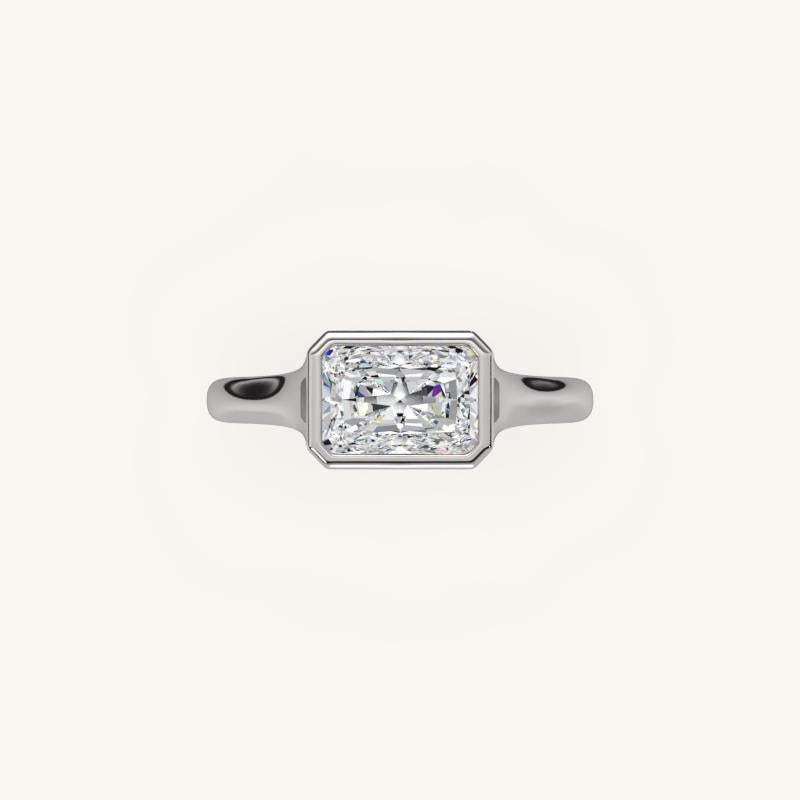 The Lunea – Floating Bezel Solitaire Engagement Ring (E-W)