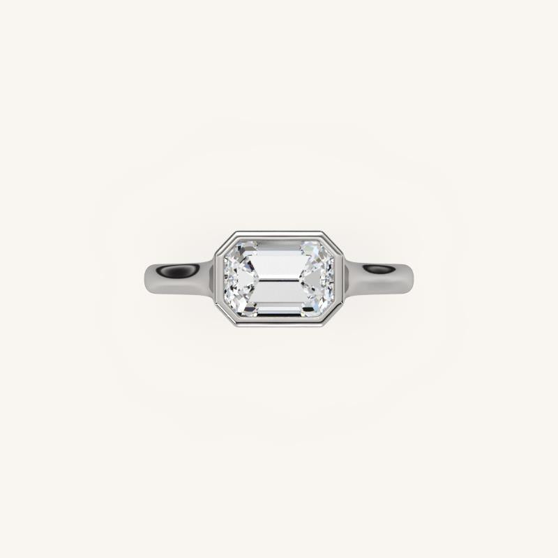 The Lunea – Floating Bezel Solitaire Engagement Ring (E-W)