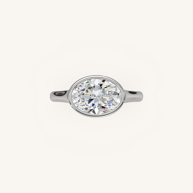 The Lunea – Floating Bezel Solitaire Engagement Ring (E-W)