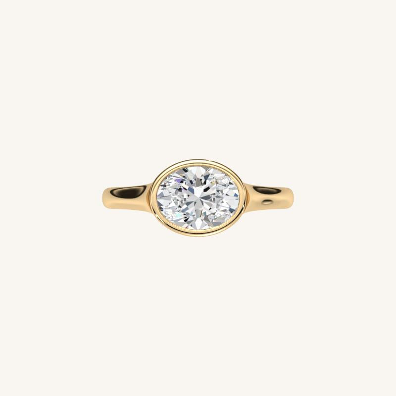The Lunea – Floating Bezel Solitaire Engagement Ring (E-W)