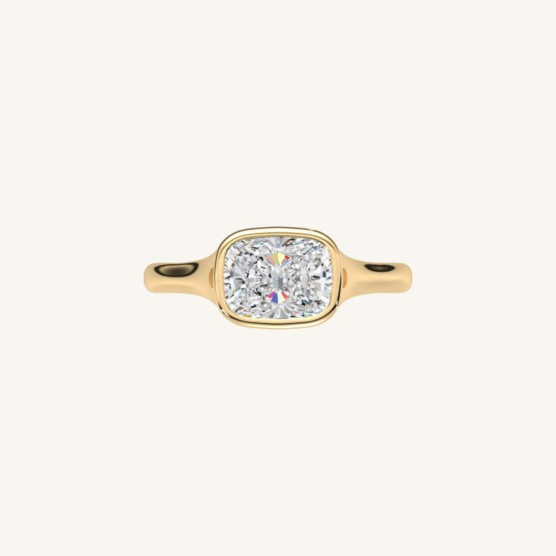 The Lunea – Floating Bezel Solitaire Engagement Ring (E-W)
