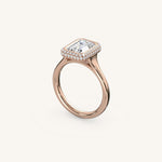 Load image into Gallery viewer, The Lunea – Floating Bezel Solitaire Solara Halo Engagement Ring
