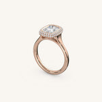 Load image into Gallery viewer, The Lunea – Floating Bezel Solitaire Solara Halo Engagement Ring

