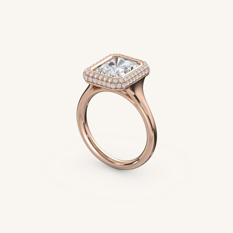 The Lunea – Floating Bezel Solitaire Solara Halo Engagement Ring