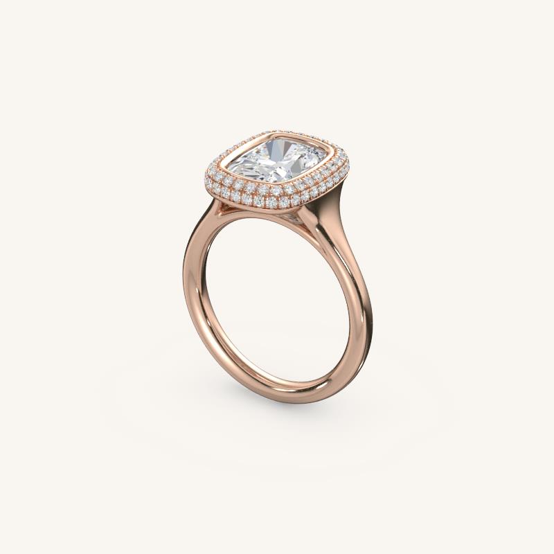 The Lunea – Floating Bezel Solitaire Solara Halo Engagement Ring