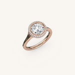 Load image into Gallery viewer, The Lunea – Floating Bezel Solitaire Solara Halo Engagement Ring
