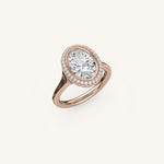 Load image into Gallery viewer, The Lunea – Floating Bezel Solitaire Solara Halo Engagement Ring
