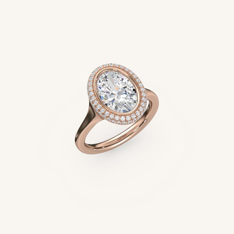 The Lunea – Floating Bezel Solitaire Solara Halo Engagement Ring