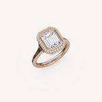 Load image into Gallery viewer, The Lunea – Floating Bezel Solitaire Solara Halo Engagement Ring

