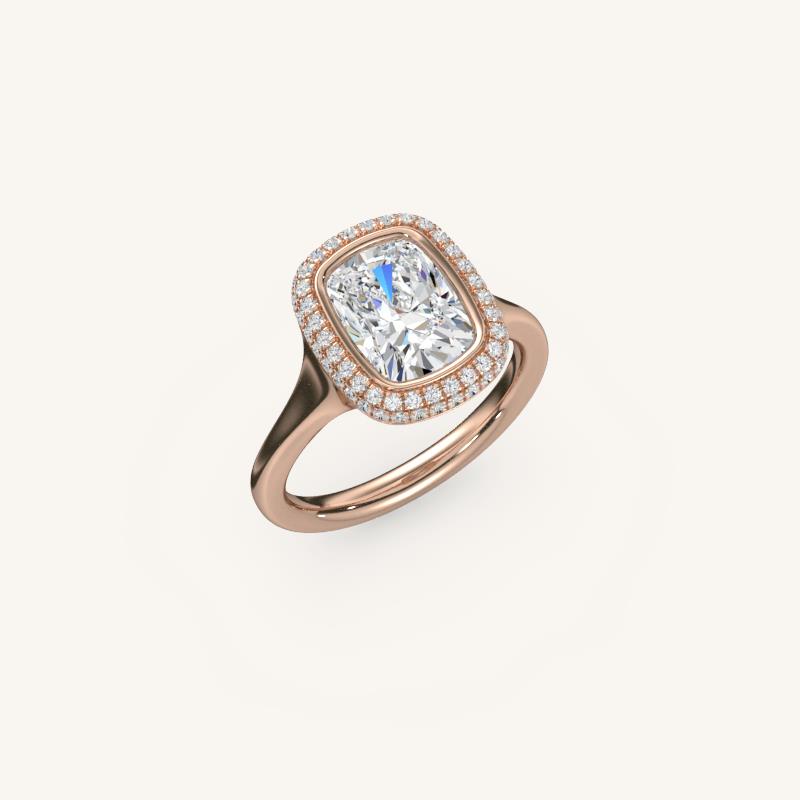 The Lunea – Floating Bezel Solitaire Solara Halo Engagement Ring