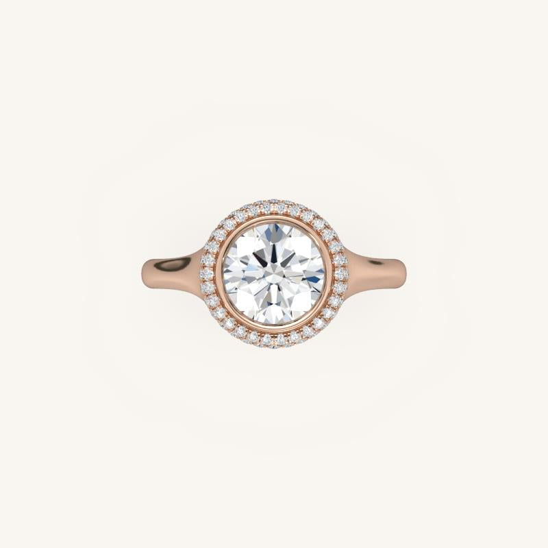The Lunea – Floating Bezel Solitaire Solara Halo Engagement Ring