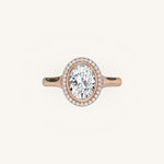Load image into Gallery viewer, The Lunea – Floating Bezel Solitaire Solara Halo Engagement Ring
