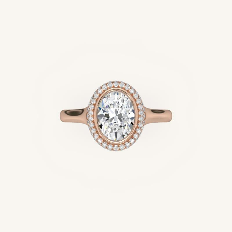 The Lunea – Floating Bezel Solitaire Solara Halo Engagement Ring