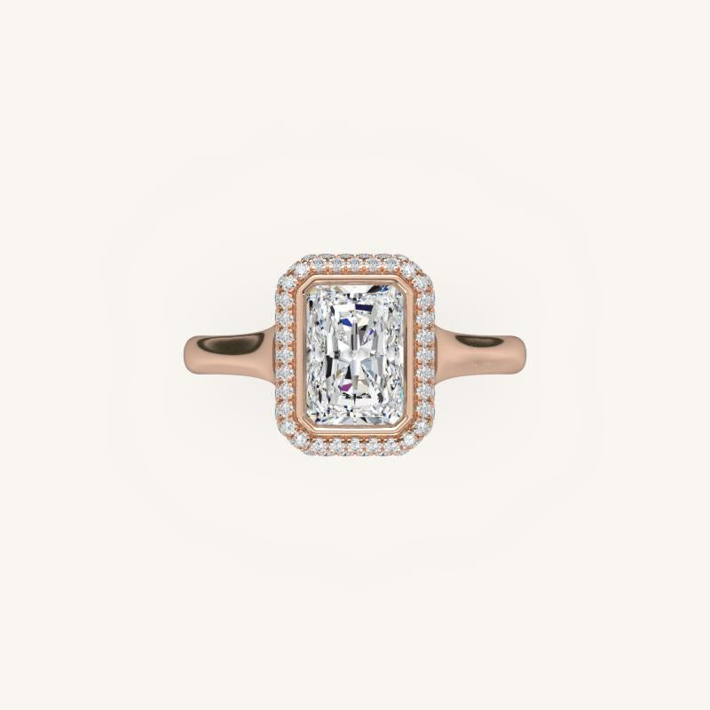 The Lunea – Floating Bezel Solitaire Solara Halo Engagement Ring