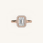 Load image into Gallery viewer, The Lunea – Floating Bezel Solitaire Solara Halo Engagement Ring
