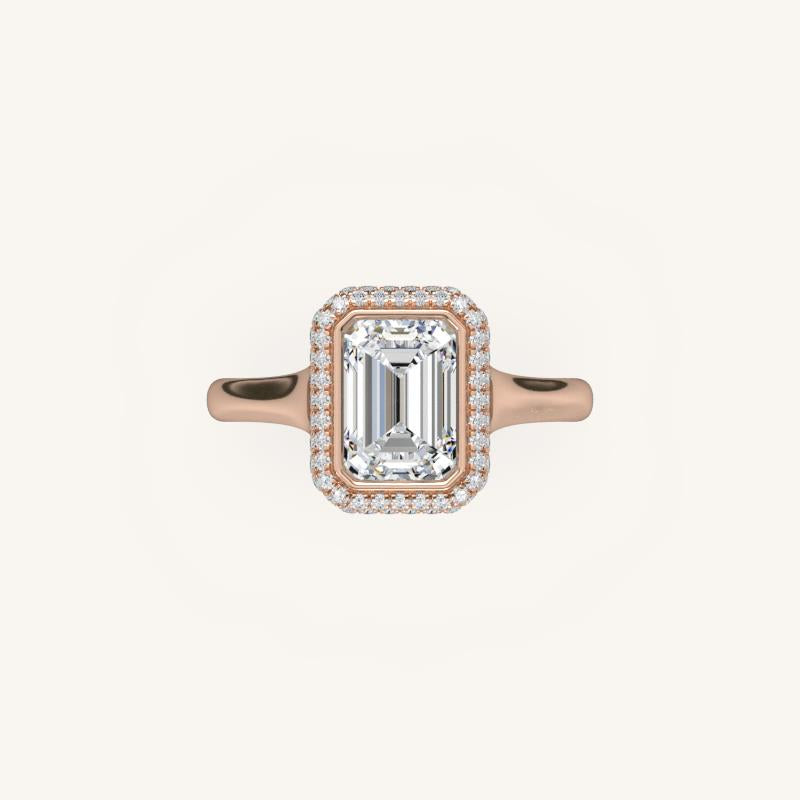 The Lunea – Floating Bezel Solitaire Solara Halo Engagement Ring