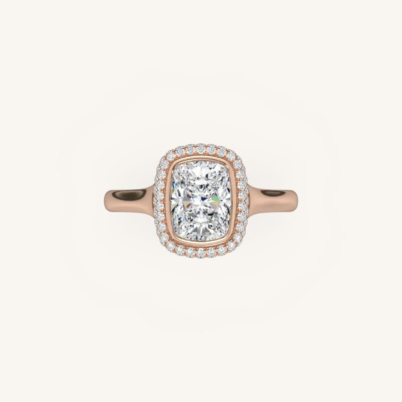 The Lunea – Floating Bezel Solitaire Solara Halo Engagement Ring