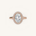 Load image into Gallery viewer, The Lunea – Floating Bezel Solitaire Solara Halo Engagement Ring
