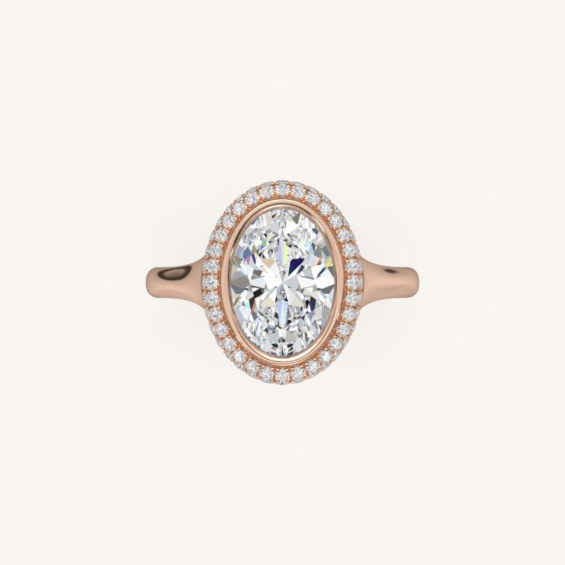 The Lunea – Floating Bezel Solitaire Solara Halo Engagement Ring