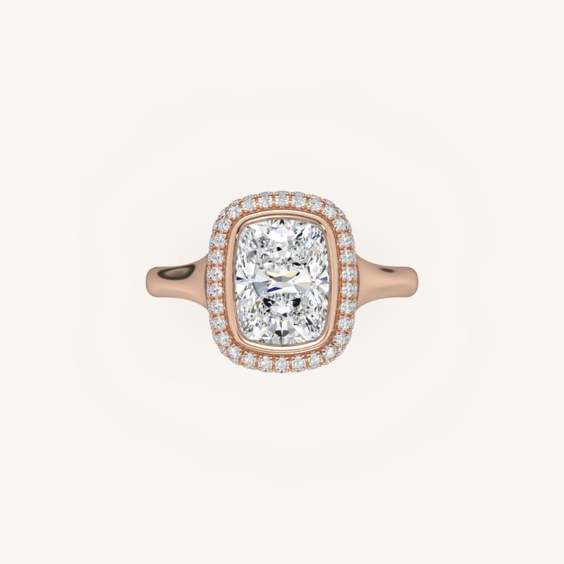The Lunea – Floating Bezel Solitaire Solara Halo Engagement Ring