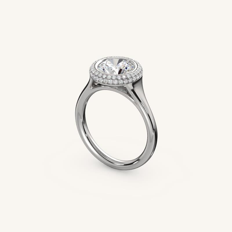 The Lunea – Floating Bezel Solitaire Solara Halo Engagement Ring