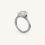 Load image into Gallery viewer, The Lunea – Floating Bezel Solitaire Solara Halo Engagement Ring
