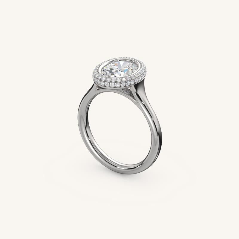 The Lunea – Floating Bezel Solitaire Solara Halo Engagement Ring