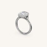 Load image into Gallery viewer, The Lunea – Floating Bezel Solitaire Solara Halo Engagement Ring
