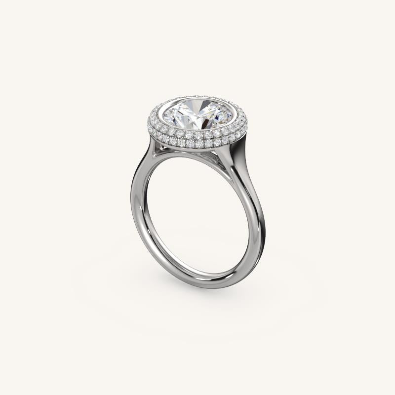 The Lunea – Floating Bezel Solitaire Solara Halo Engagement Ring
