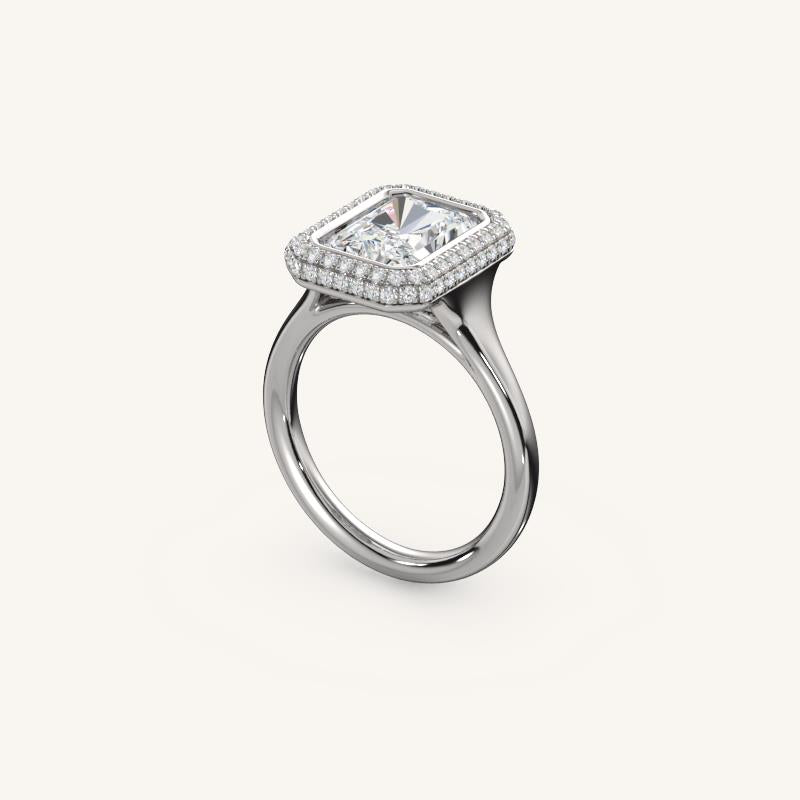 The Lunea – Floating Bezel Solitaire Solara Halo Engagement Ring