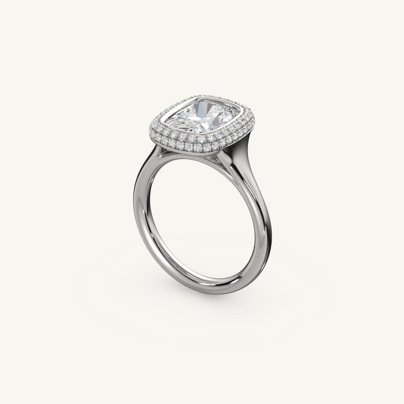 The Lunea – Floating Bezel Solitaire Solara Halo Engagement Ring