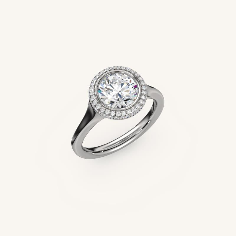 The Lunea – Floating Bezel Solitaire Solara Halo Engagement Ring