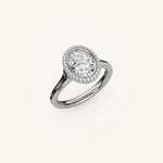 Load image into Gallery viewer, The Lunea – Floating Bezel Solitaire Solara Halo Engagement Ring
