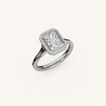 Load image into Gallery viewer, The Lunea – Floating Bezel Solitaire Solara Halo Engagement Ring
