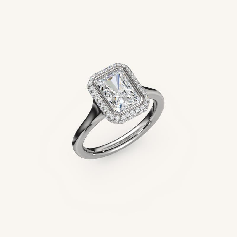 The Lunea – Floating Bezel Solitaire Solara Halo Engagement Ring
