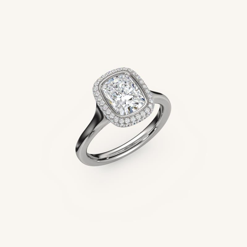 The Lunea – Floating Bezel Solitaire Solara Halo Engagement Ring