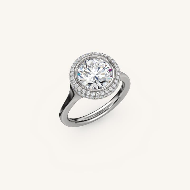The Lunea – Floating Bezel Solitaire Solara Halo Engagement Ring
