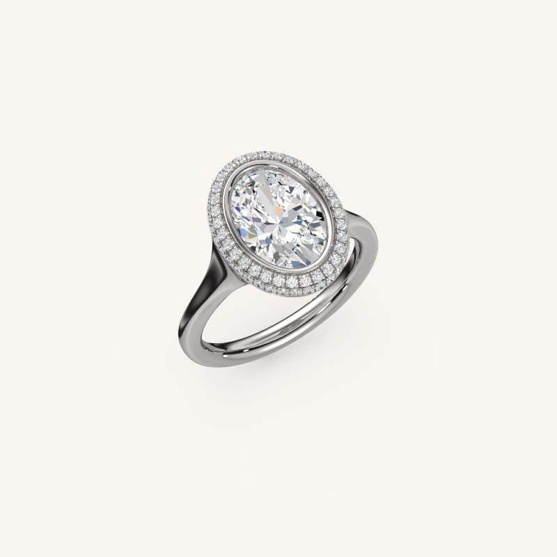 The Lunea – Floating Bezel Solitaire Solara Halo Engagement Ring