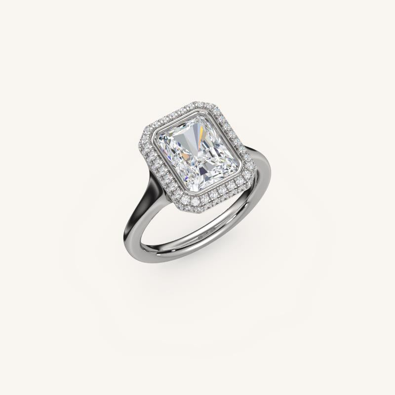 The Lunea – Floating Bezel Solitaire Solara Halo Engagement Ring