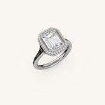 Load image into Gallery viewer, The Lunea – Floating Bezel Solitaire Solara Halo Engagement Ring
