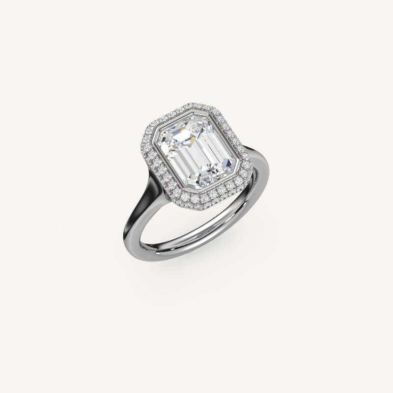 The Lunea – Floating Bezel Solitaire Solara Halo Engagement Ring