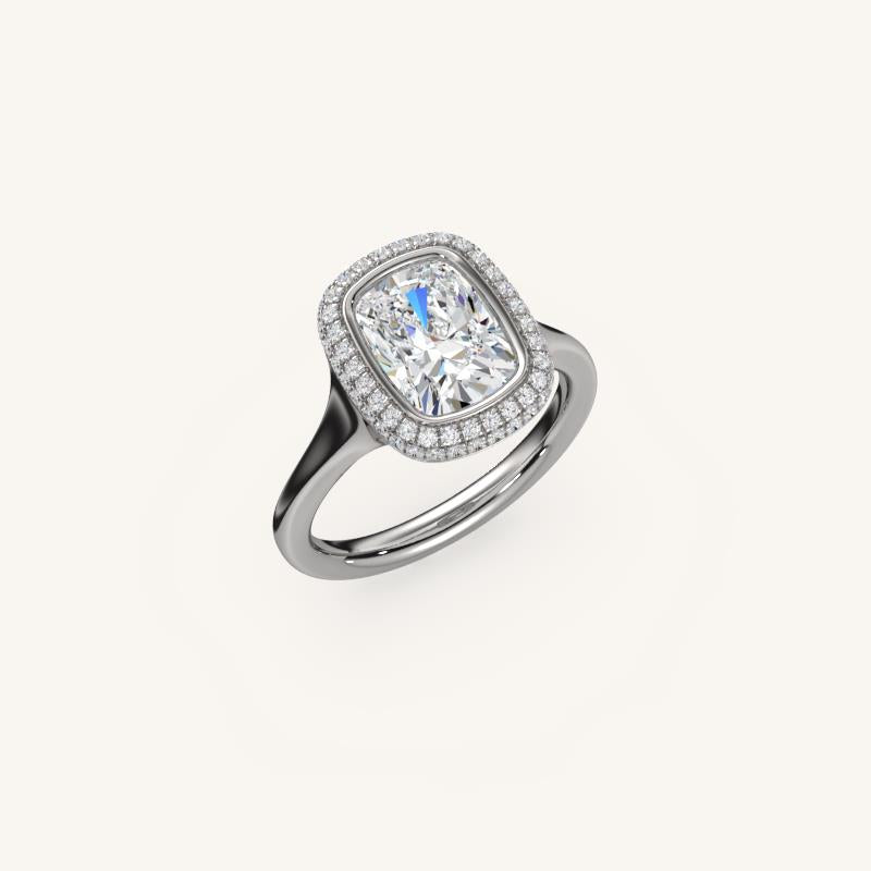 The Lunea – Floating Bezel Solitaire Solara Halo Engagement Ring