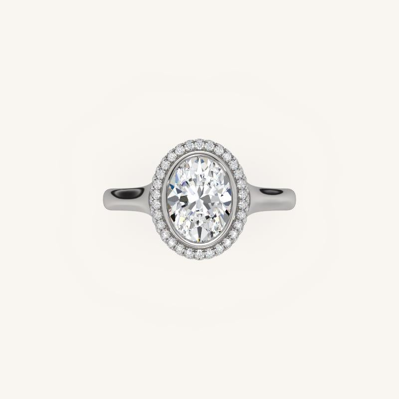The Lunea – Floating Bezel Solitaire Solara Halo Engagement Ring