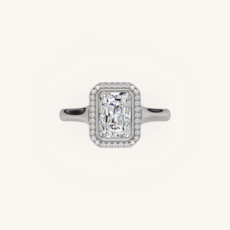 The Lunea – Floating Bezel Solitaire Solara Halo Engagement Ring