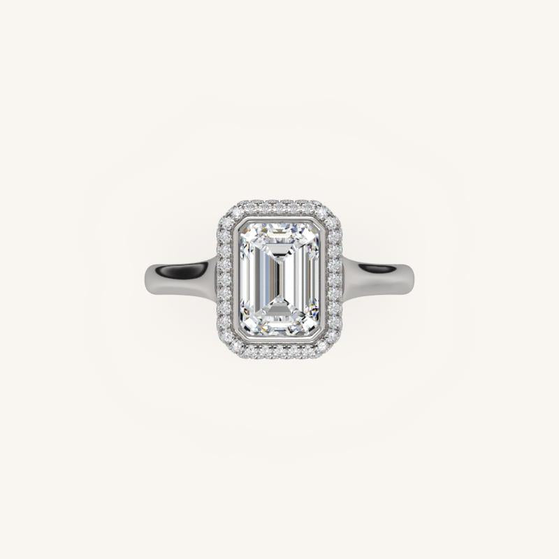 The Lunea – Floating Bezel Solitaire Solara Halo Engagement Ring