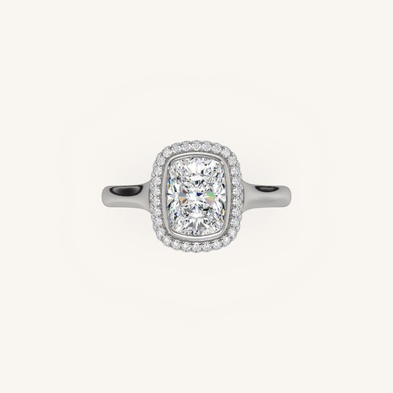 The Lunea – Floating Bezel Solitaire Solara Halo Engagement Ring