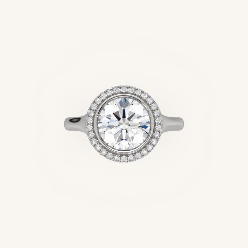 The Lunea – Floating Bezel Solitaire Solara Halo Engagement Ring