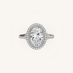 Load image into Gallery viewer, The Lunea – Floating Bezel Solitaire Solara Halo Engagement Ring
