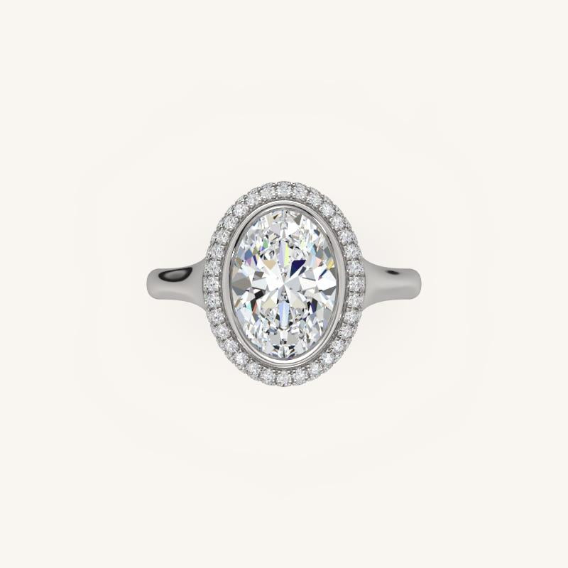 The Lunea – Floating Bezel Solitaire Solara Halo Engagement Ring