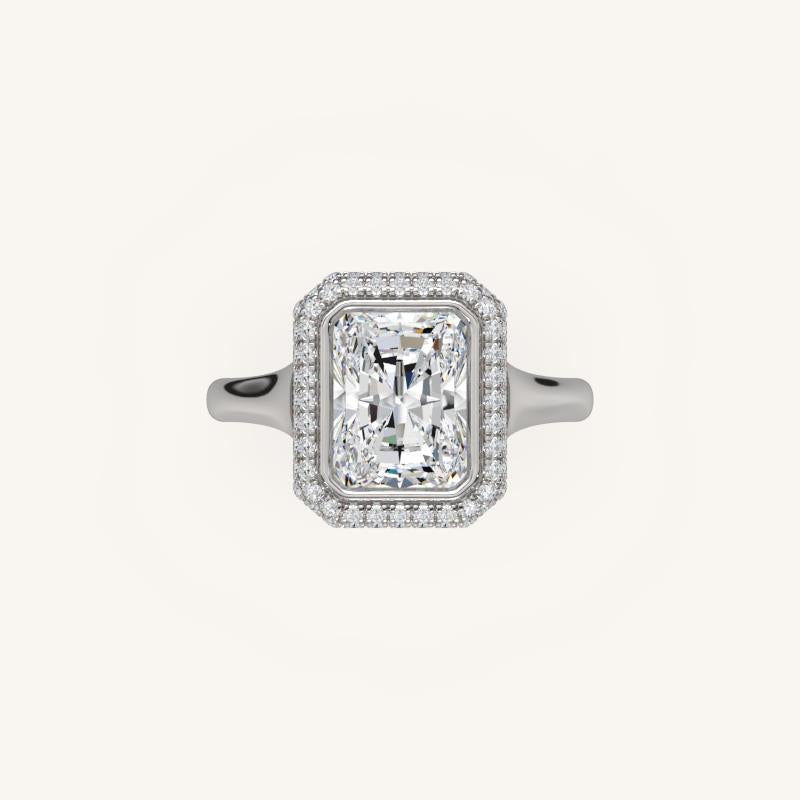 The Lunea – Floating Bezel Solitaire Solara Halo Engagement Ring